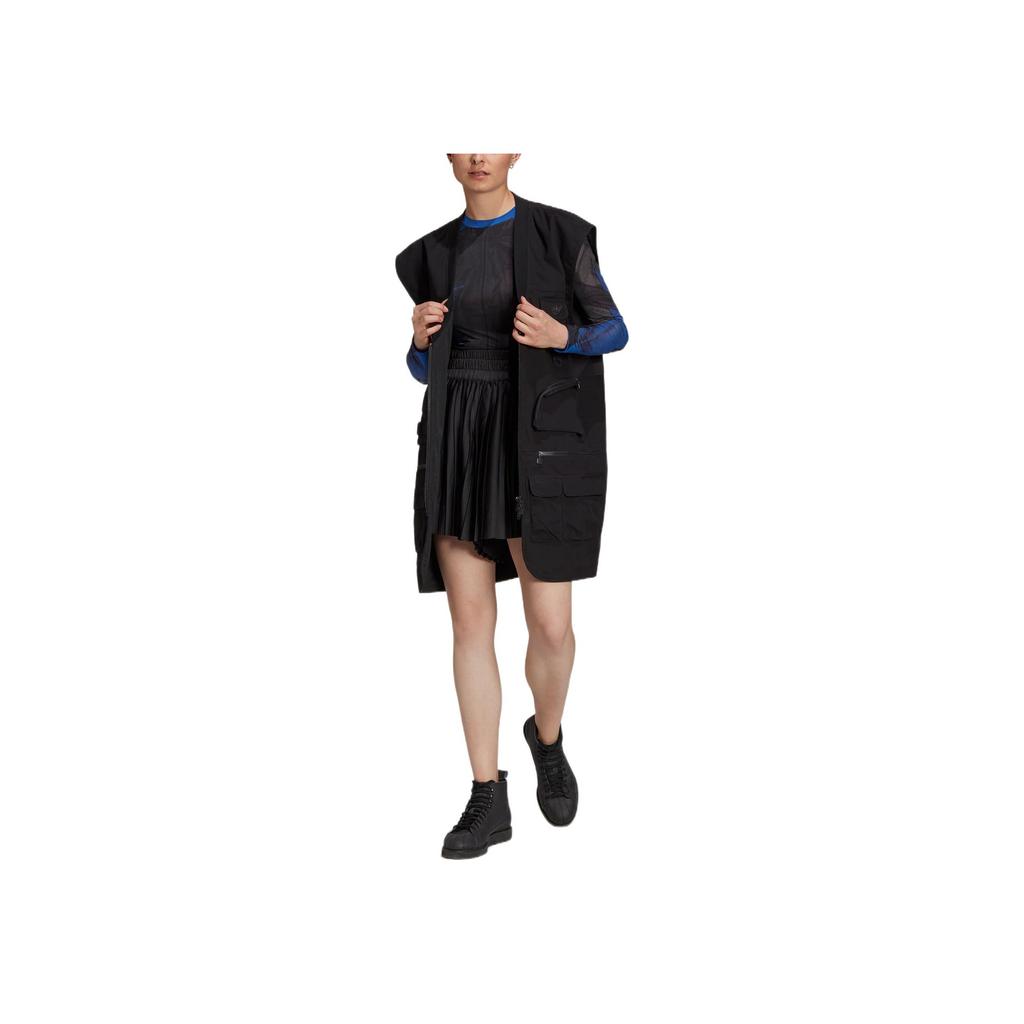 Adidas Originals Blue Version Solid Color Zipper Multi-Pocket Sports Vest Women Vests Black HB9403