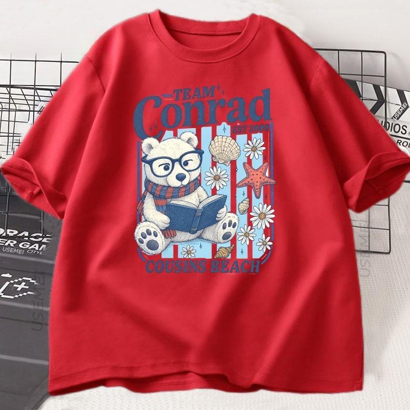 Team Conrad Junior Mint Bär T-Shirt Sommer Strand T-Shirt Herren Damen Locker Baumwolle Kurzarm T-Shirt Rundhals T-Shirt Atmungsaktiv