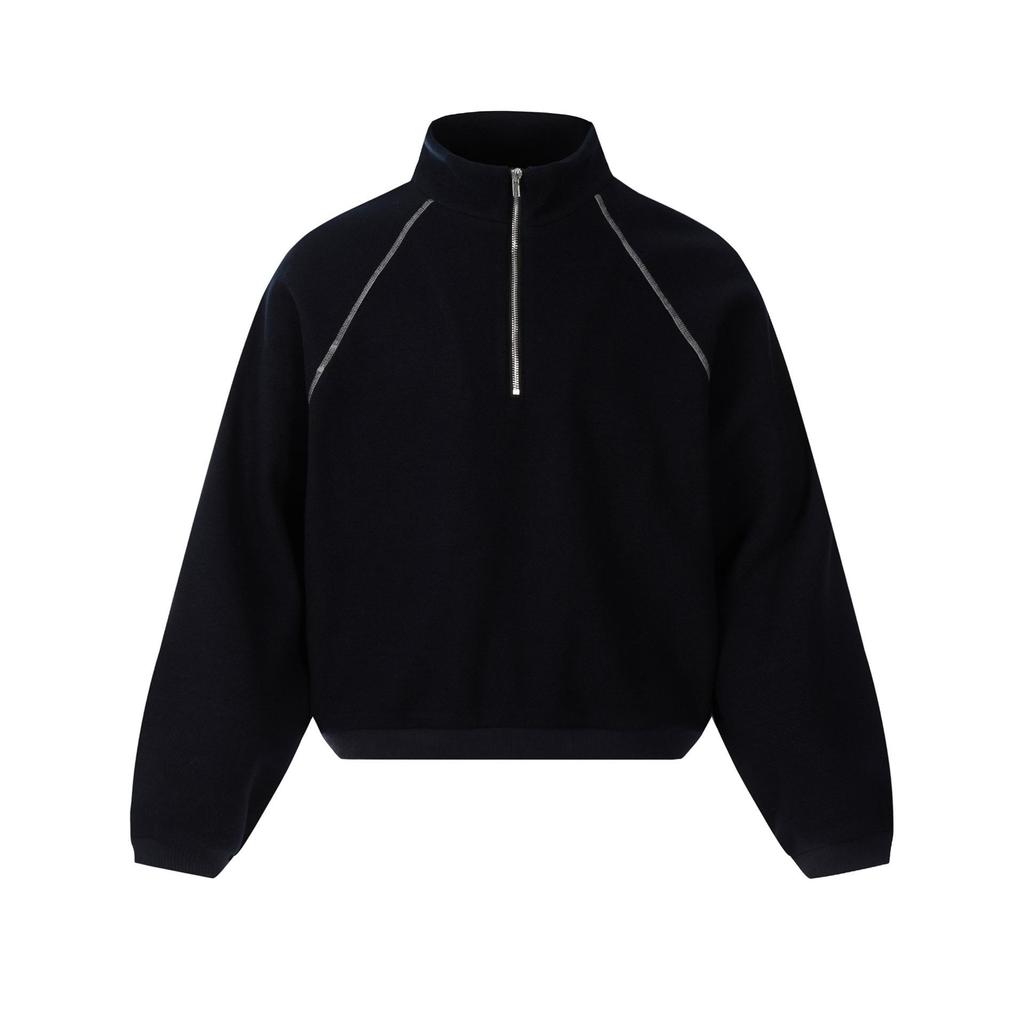 Trendy Brand Men's Heavyweight Half-Zip Stand Collar Raglan Hoodie Pullover
