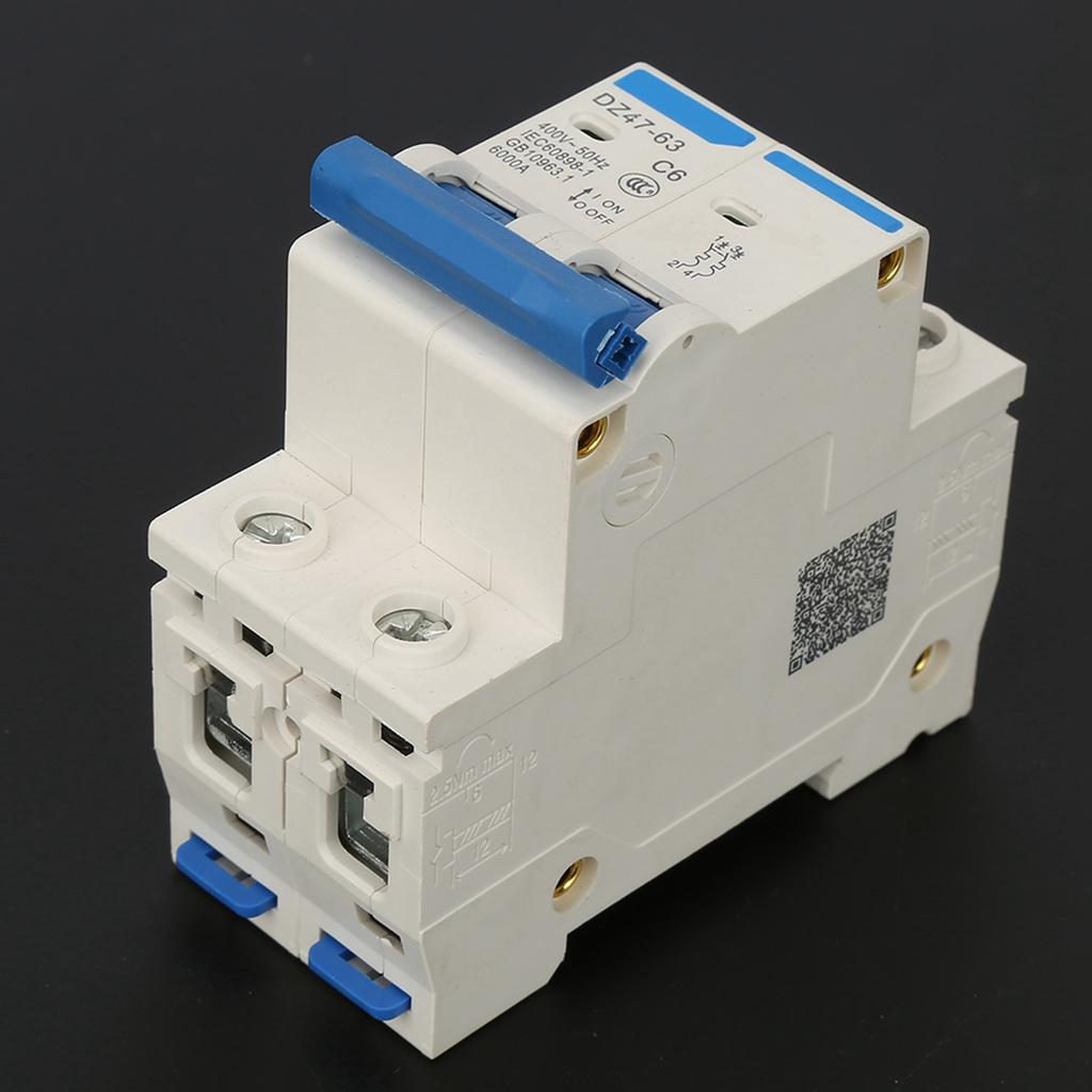DZ47 63 2 P Mini Circuit Breaker Cutout Switch Breaker 400VAC(6A)