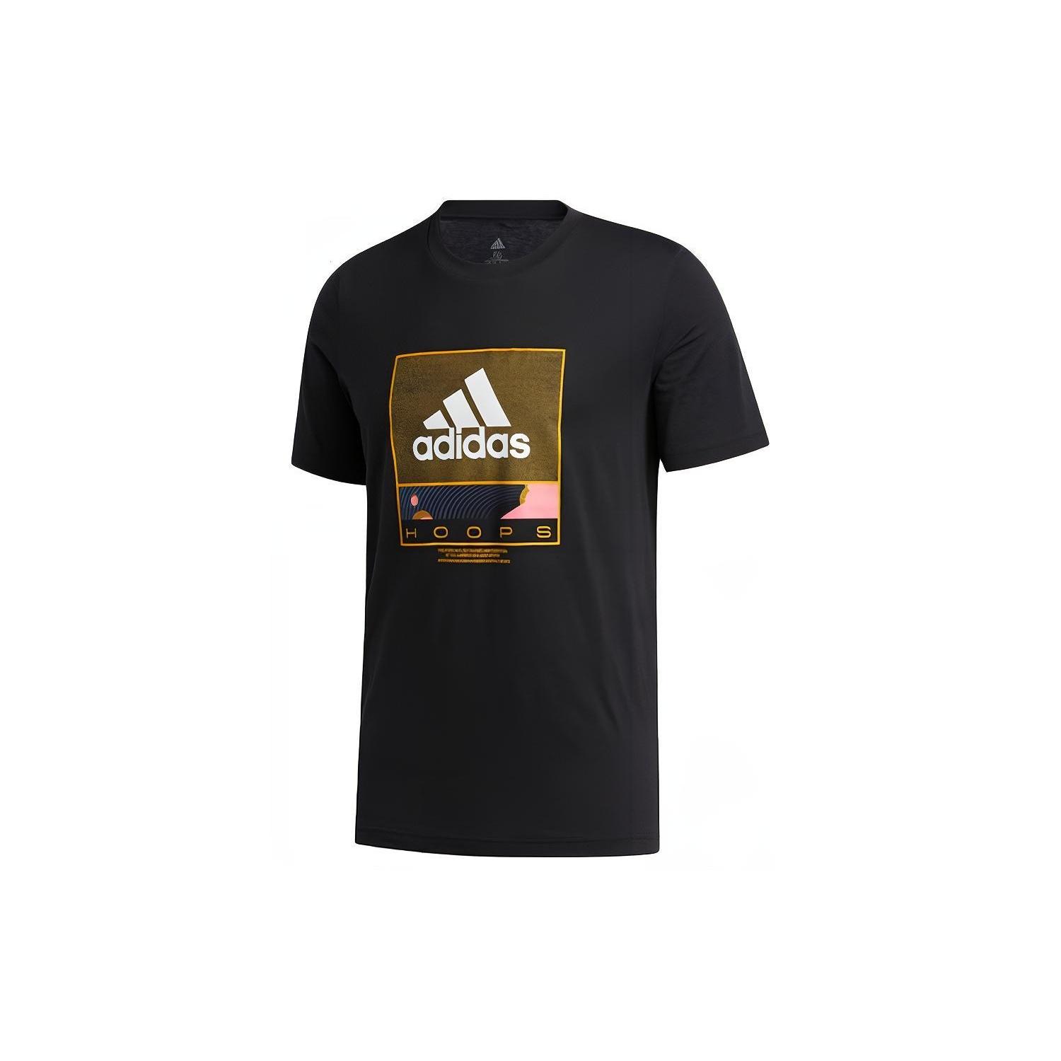 adidas Basketball Sports Round Neck Short Sleeve Black Men s GE4513 S