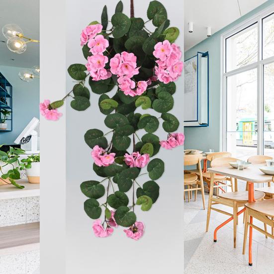 Hängende Künstliche Malus Spectabilis 11 Gabeln UV-Beständig Realistische Falsche Blume Hochzeitsparty Innen Außen Garten Wandbehang Kunstblume