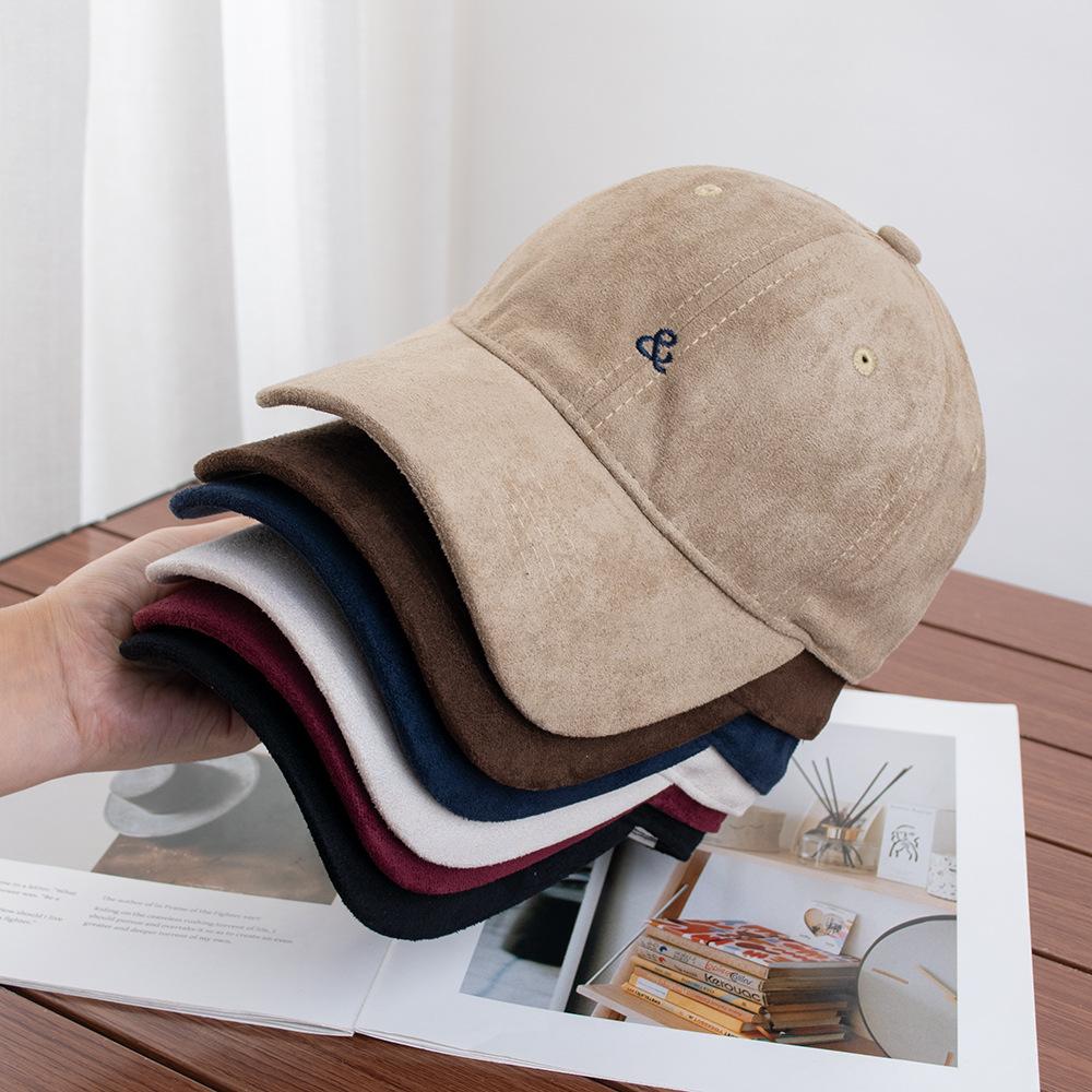 Simple & Character Embroidery Suede Warm Baseball Cap Women's Early Autumn Outdoor Travel Versatile Bent Hat Men's