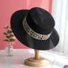 Sun hat children summer travel beach hat seaside sun hat straw hat flat top British small fresh top hat