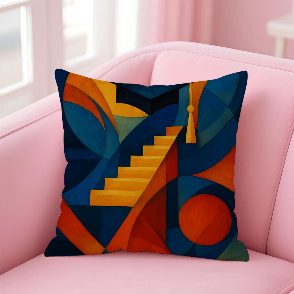 GGeometric Abstract Art Cushion Cover Pillow Case Soft Friendly Fabric  Concealed Zipper