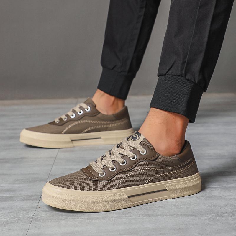 Fashion New Men's Shoes Canvas Spring Leisure Anti-slip Driver Work Fashion Lightweight Breathable Lace Up Men Canvas Shoes SS25833