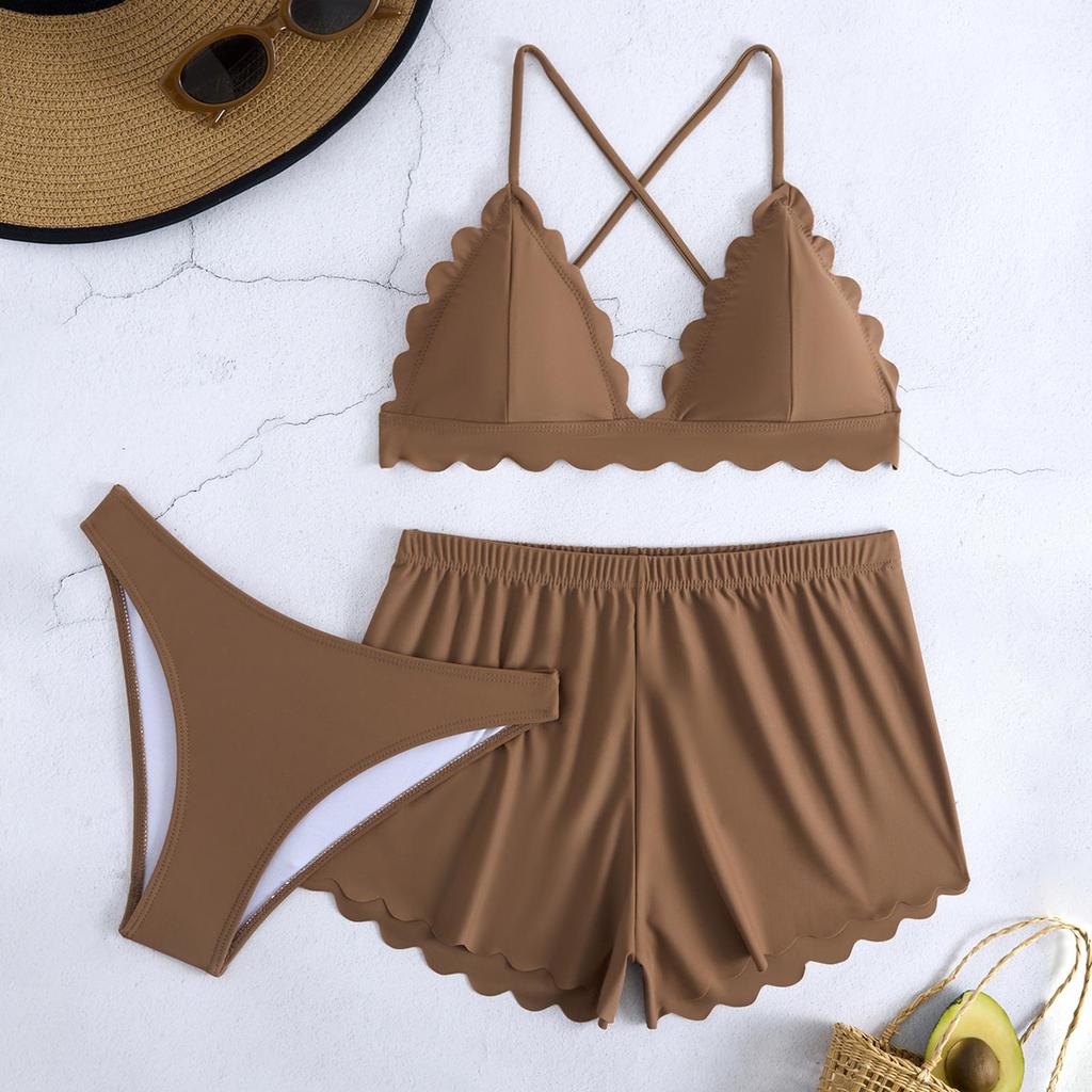 Women's Color Bikini  Swimsuit Swimsuit Three Piece Set