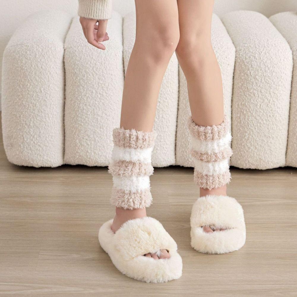 Simple Short Tube Sock Cover Thicken Warm Winter Foot warmer Coral Fleece Stockings  Girl