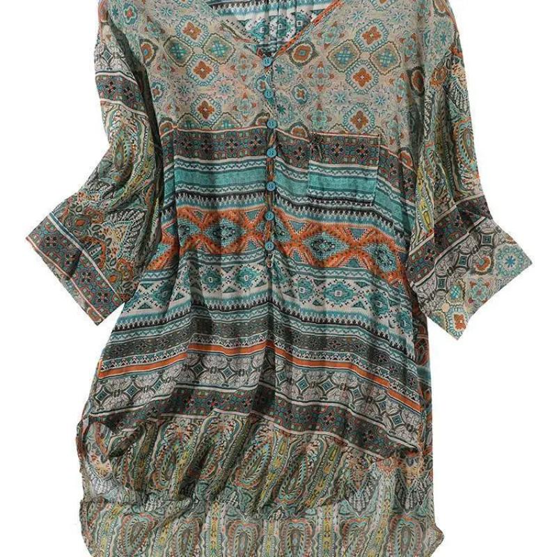 Spring New All Match Silk and Linen Top Summer New Style Retro Ethnic Style Loose T-shirt Casual Fashion Small Shirt
