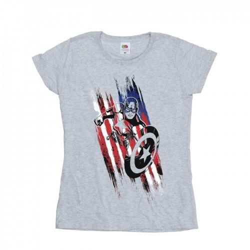 

Marvel Womens/Ladies Avengers Captain America Streaks Cotton T-Shirt XXL білий