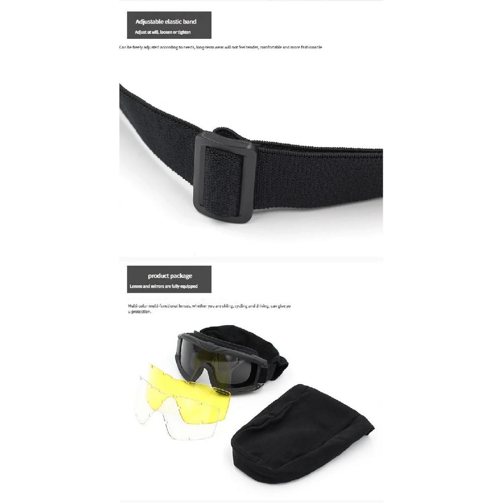 Tactical Desert Goggles Military Windproof Anti-Fog Impact-Resistant Sports Eyewear for Cycling, Airsoft, Outdoor Adventures