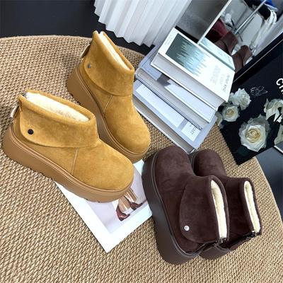 Vielseitige Schneestiefel mit dicker Sohle und Reißverschluss hinten, Herbst und Winter neu, wasserdicht, Tischplattform, verdickt, matt, warm, kurze Stiefel