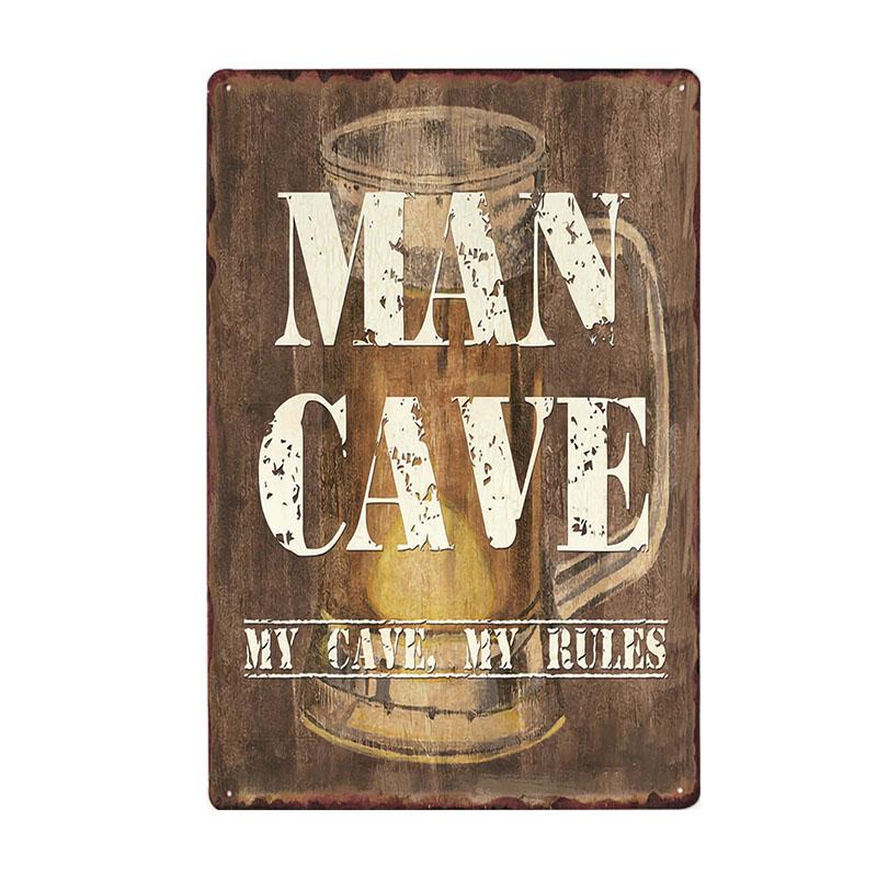 Man Cave Rule Metal Tin Sign Vintage Poster Home Bar Hotel Wall Painting Plaque Party Bar Public Decor 20*30 CM