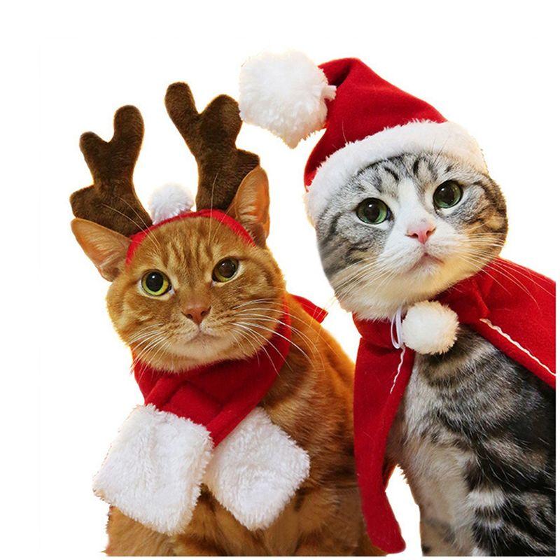 Practical-Santa Christmas Hat Halloween Pet Costume For Dog For Cat Puppy Scarf Gift New Year Winter Supply