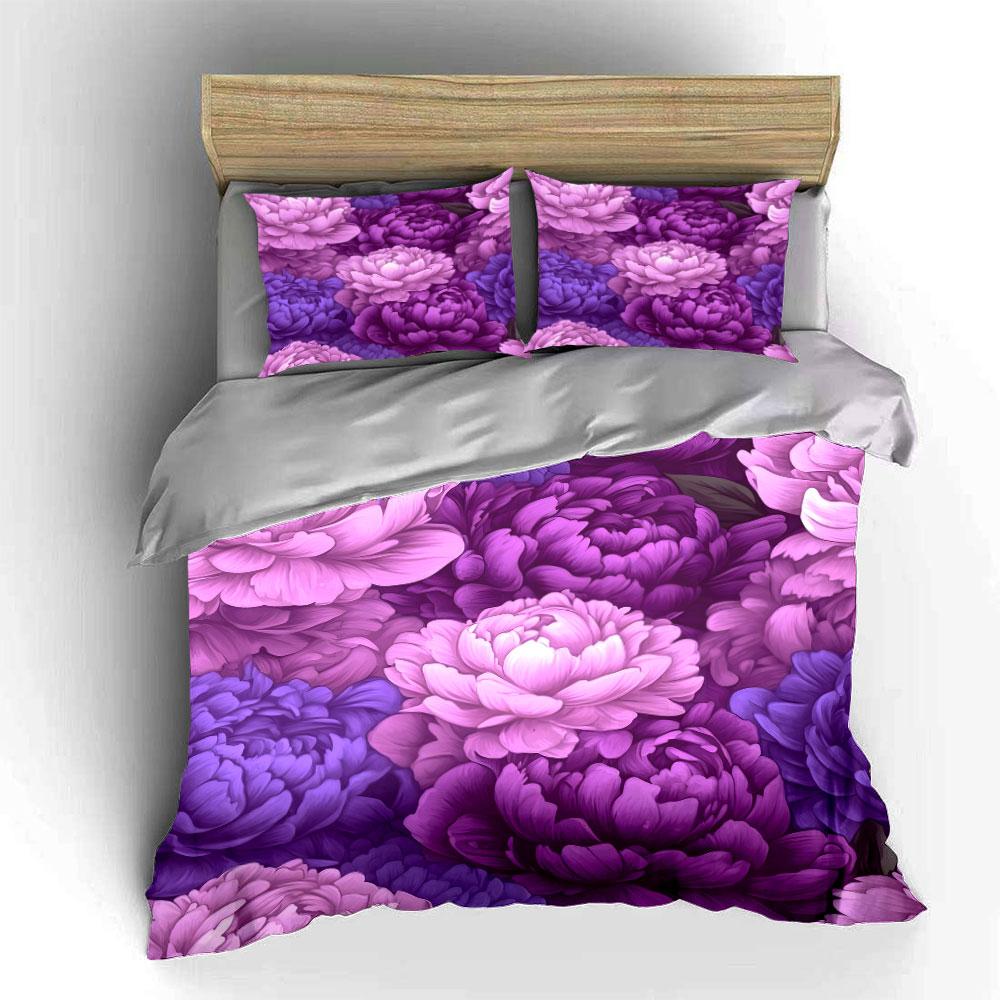 Elegant Floral Design Three-Piece Set  Exquisite three-piece bedding set gift for kids and adults 135x200cm