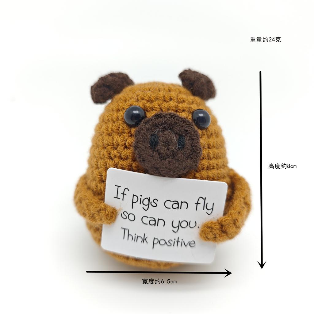 Păpușă Rechin Croșetată Amuzantă cu Energie Pozitivă Cu Card Suport Emoțional Croșetat Drăguț Tricotat Lână Albină Decor Cameră Cadouri de Crăciun