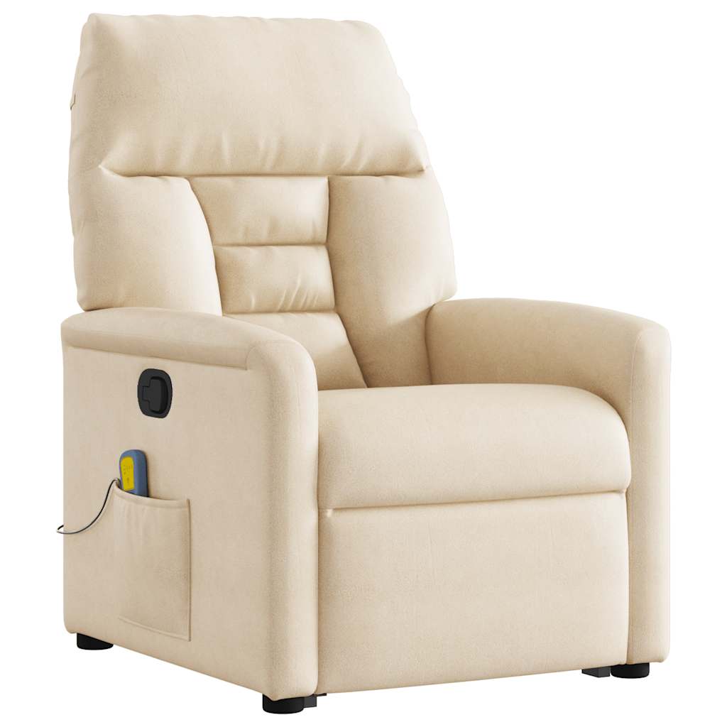 Recliner Chair with Lift Function Beige Microfiber Fabric