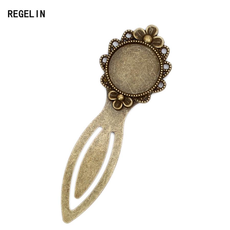 REGELIN Fashion 10pcs/lot Antique Vintage Retro Handmade Bookmark Cabochon Base Bookmark Setting for Cabochon Cameo DIY Bookmark