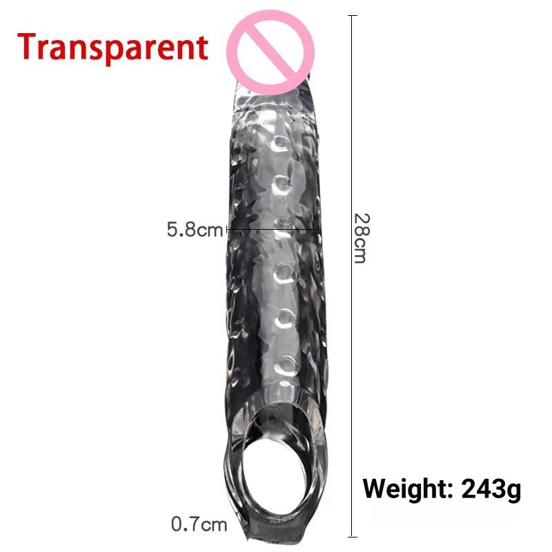 28cm Super Size Manicotto Pene Grande Estensore Pene 6cm Allargamento Pene Preservativo Riutilizzabile Giocattoli Sessuali per Uomini Ritarda Eiaculazione