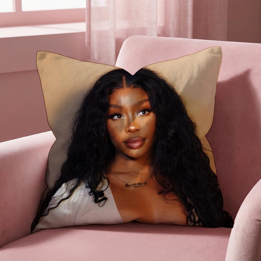 SZA Cushion Cover Multi-Scene Pillow Cover for Home & Car - Reversible, Soft & Durable for Daily Use
