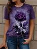 Summer Women's Printed Pattern T-shirt Casual Short Sleeved Top Fashionable Women's Round Neck T-shirt 3D