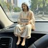 Jesus Resin Figurine,I Am with You Always Jesus Statue, Handmade Sitting Religious Decorative,Easter Car Dashboard Home Office Table Decor