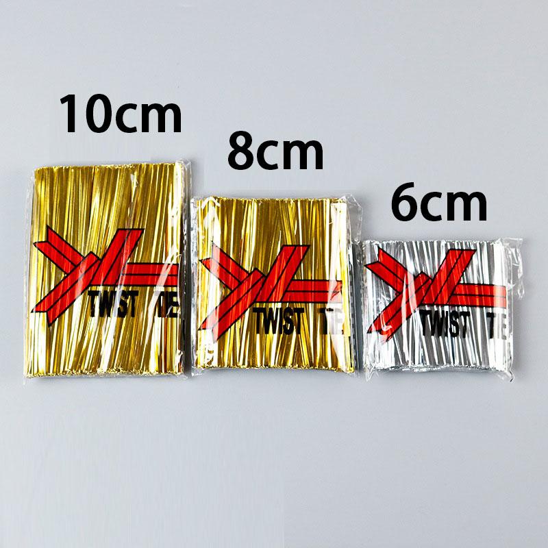800pcs 6/8/10cm Gold/silver Metallic Twist Ties Wire Sealing Binding Wire For Plastic Lollipop Candy Bags Party Gifts