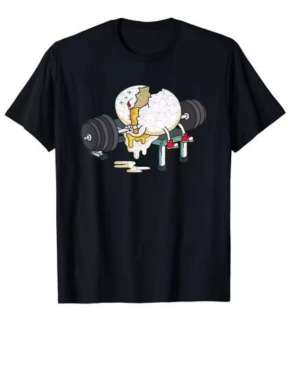 Men's Skull Gym T-Shirt Fun 3D Printed Short Sleeve Round Neck Black T-Shirt 2024 New Summer Games
