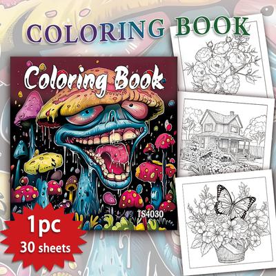 Omaľovánka pre dospelých - 30 listov Dámska špirálová omaľovánka, 8,3 x 8,3 palca, kresliaci zošit, darček k narodeninám, darček na sviatočnú párty