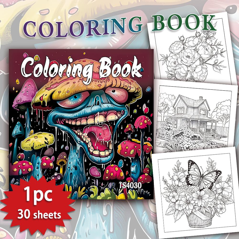 Adult coloring book - 30 Sheets Women's spiral coloring book, 8.3x 8.3 inches, drawing book, birthday gift, holiday party gift