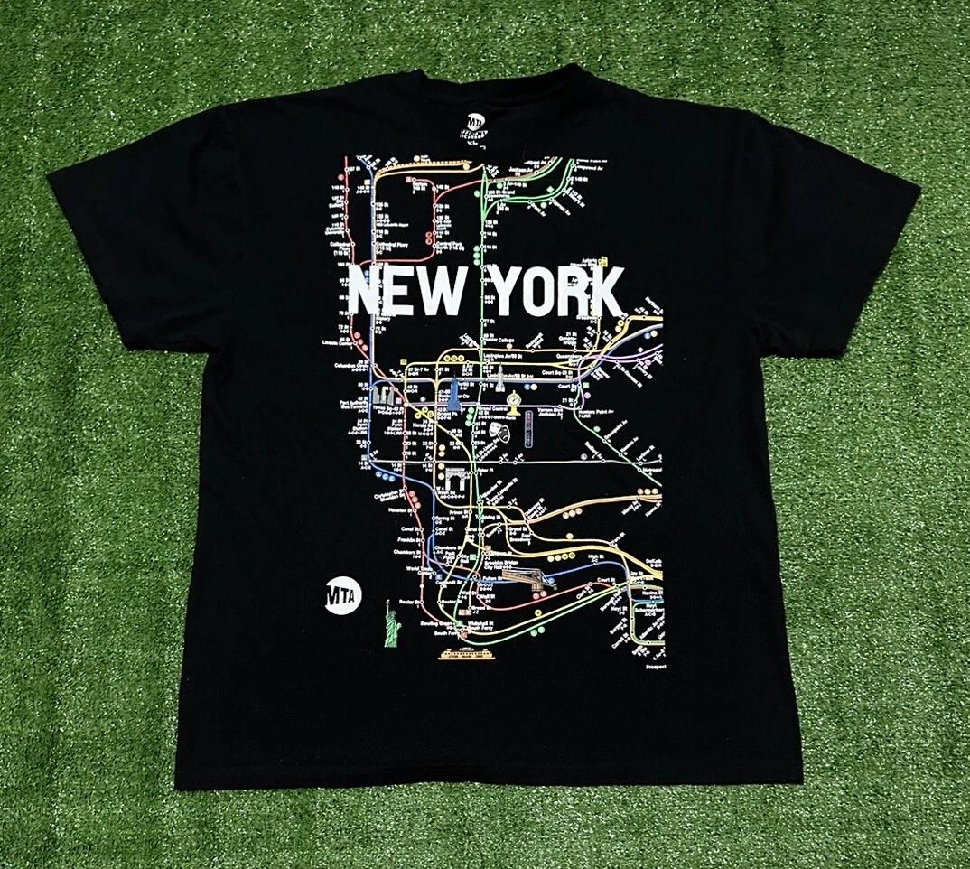 MTA NYC New York City Manhattan Subway Map Black T Shirt Adult Size XL 4XL