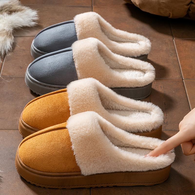 Cixi Baumwollpantoffeln dicke Sohle Wochenbett-Schuhe Plüsch Heimgebrauch Innenbereich rutschfest warm Paar