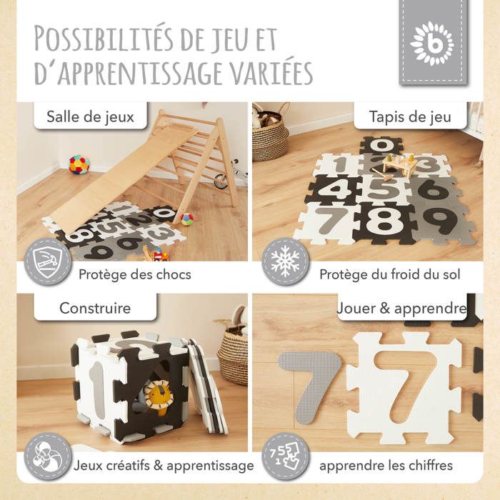 Tapis puzzle avec numéros hermine 10 pcs.