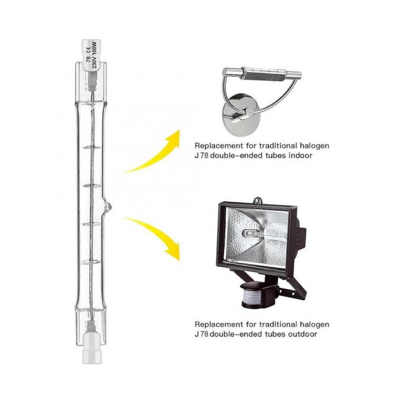 Set von 5 R7S Halogenlampen 78mm 80W 230V, R7S Halogenstab 78mm, R7S Halogenlampe Dimmbarer Halogenstab