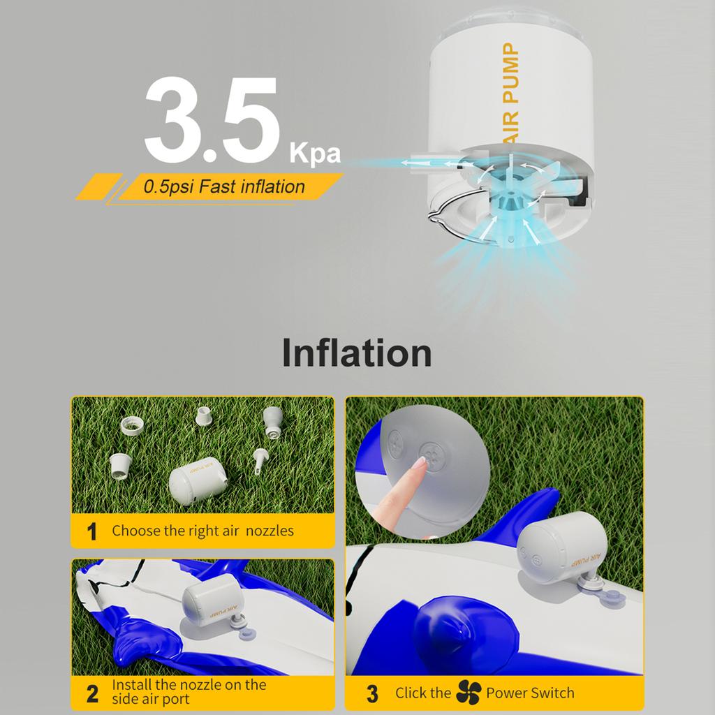 Portable Air Pump Cordless Electric Air Pump Quick Inflate Deflate for Pool Floats Air Mattress