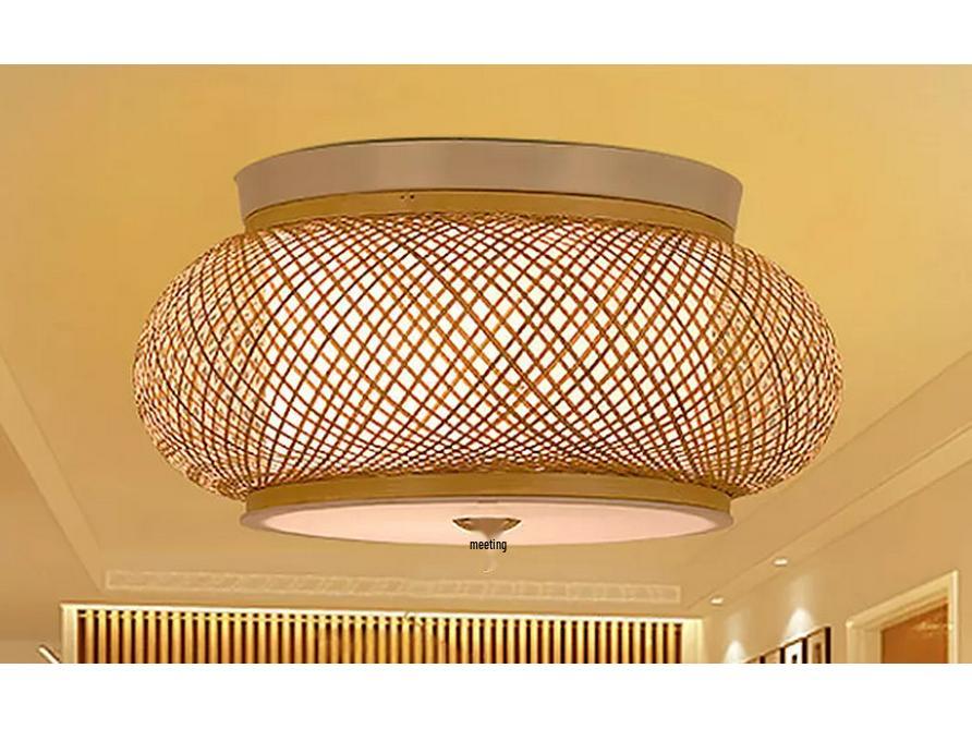 Zen Tea Room Bamboo Art LED Retro Ceiling Light for Homestay or Balcony