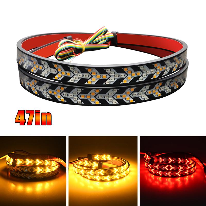 

12 В 24 В автомобильный тормозной указатель поворота, светодиодная сигнальная лампа, полоса для пикапа, задний задний ход, двойной двойной фонарик 1.2m