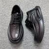 Men's Spring 2025 Leather Slip-On Height-Increasing Shoes - Breathable, Thick-Soled, Stylish & Sporty