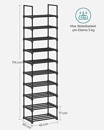 Shoe Rack, 10 Tier Metal Shoe Organizer, Customizable Design, Metal Frame, Space Saving Rack