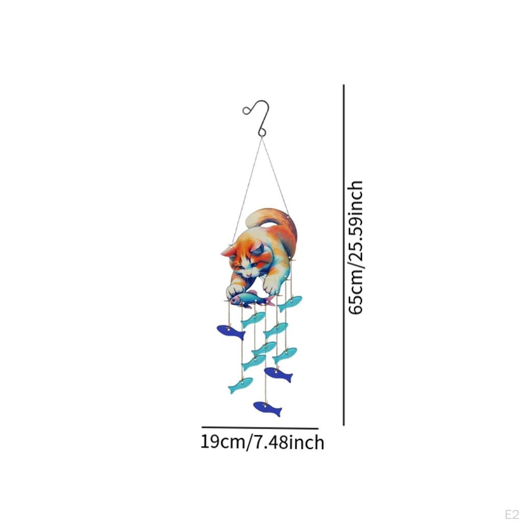 Cat Fish Wind Chime Kitten Unique Collection Bell Garden Decoration Pendant Charm for