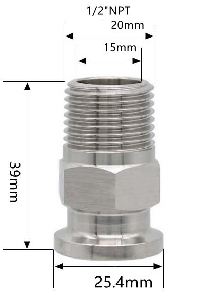 1/4" 3/8" 1/2" 3/4" 1" -4" NPT Male X 0.5" 0.75" 1.5" 2" -4" Tri Clamp Connector Pipe Fitting 304 316L Stainless Steel Sanitary