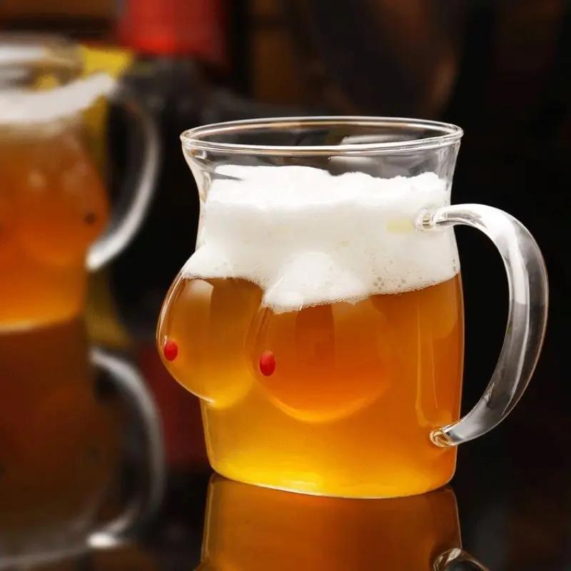 Creative Body Shape Glass Cup Whiskey Glasses Wine Shot Glass Cup Sexy Lady  Body Shape Chest Beer Cup for Vodka Whiskey Beer 501-600ml