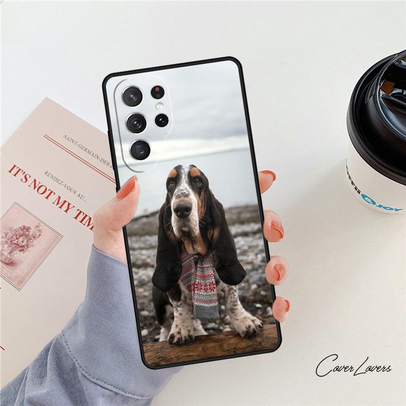 Basset hound cute cartoon puppy dog phone case For Samsung Galaxy S24 S25 S23 S22 Ultra Note 10 20 Plus S20 S21 FE Cover