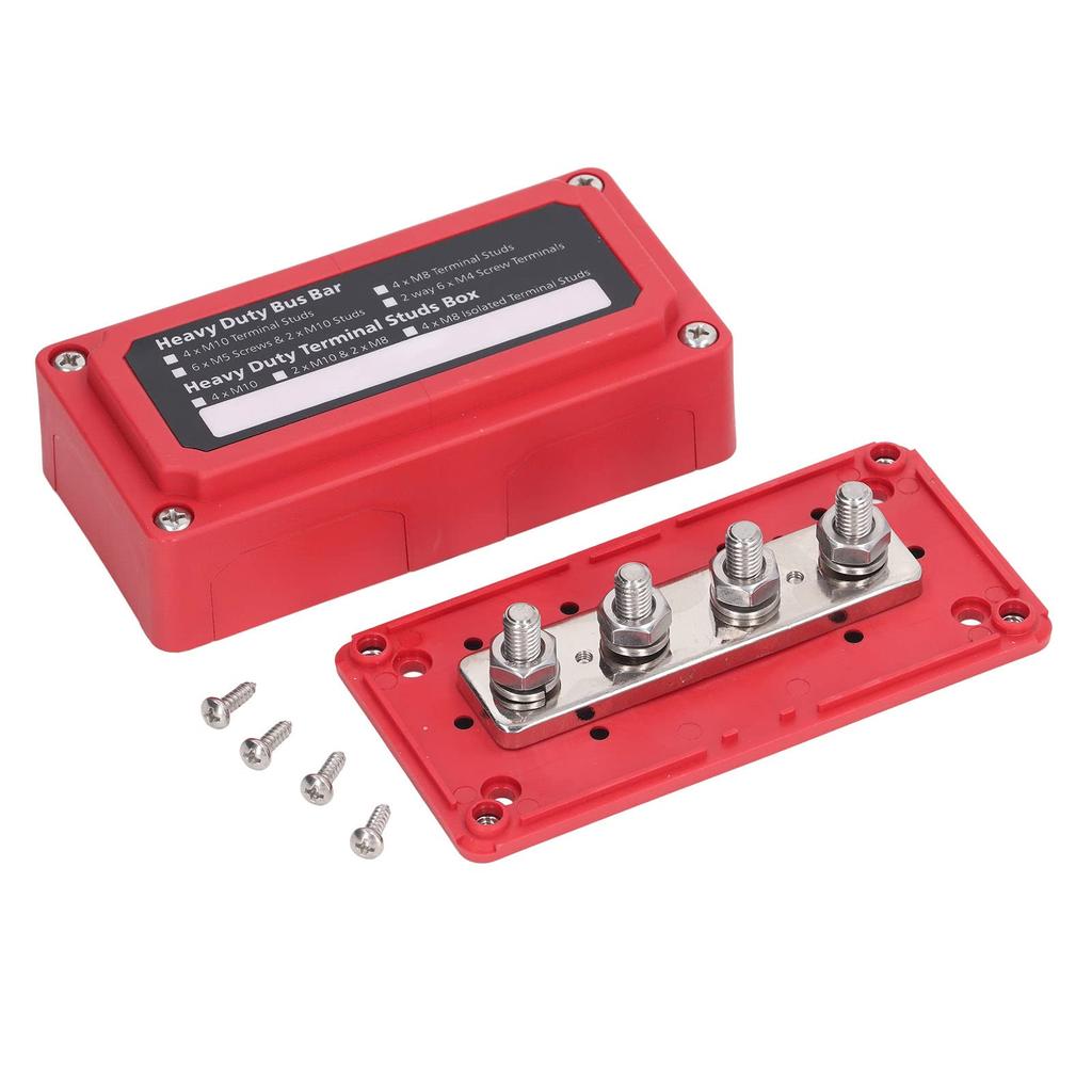 Screw Terminal Distribution Blocks, Distribution Blocks M8 Screw Terminal Busbar DC 48V 300A for Auto Boat (Red (Sueded 4996))