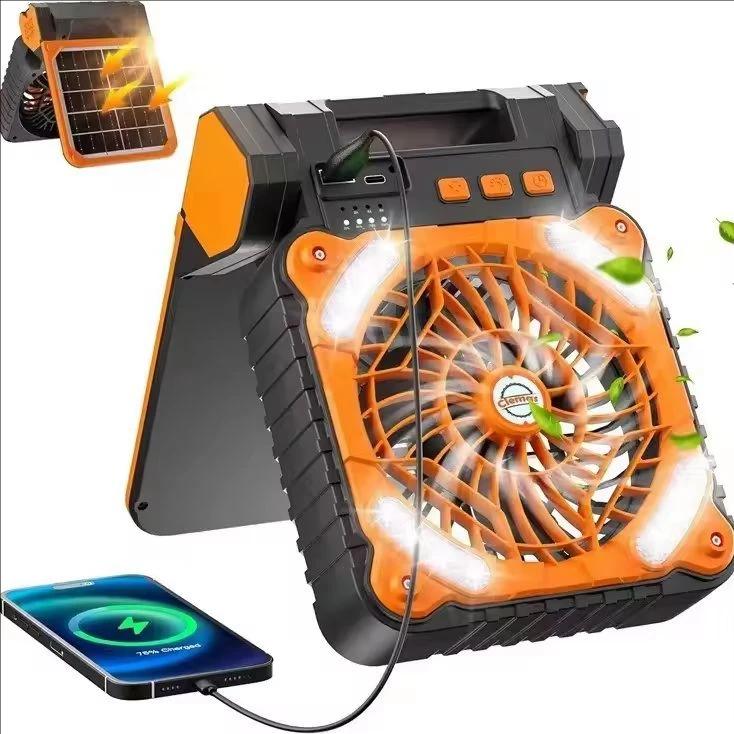 

Портативный электрический вентилятор 10000 мАч со светодиодной подсветкой, крючок для палатки, автомобиля, кемпинга, зарядка через USB и от солнечной батареи для пеших прогулок, рыбалки, пикника, на случай чрезвычайной ситуации