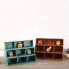 1pc Rouge/Bleu 9 grilles Étagère de Rangement Murale en Bois Vintage, Présentoir de haute qualité pour bijoux et objets de collection de bureau.