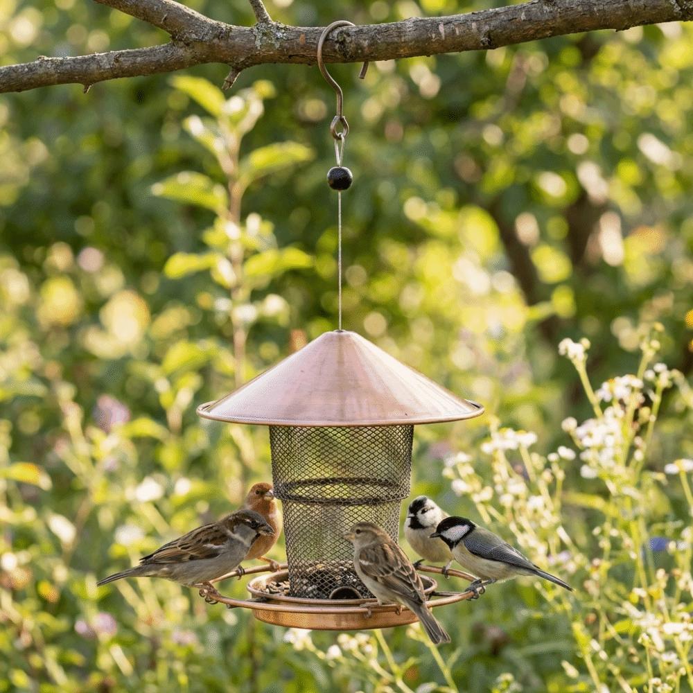 Hanging Automatic Bird Feeder Iron Hummingbird Feeder Durable Wild Bird Feeding Station  Porch