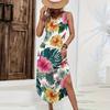 Women's Hawaiian Print Sleeveless Maxi Dress Loose Fit Casual Summer Dress