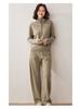 2025 A/W Women's Cashmere Knit Set: High-Waist Wide-Leg Pants & Drawstring Hoodie with Pockets, Korean Style Fashion