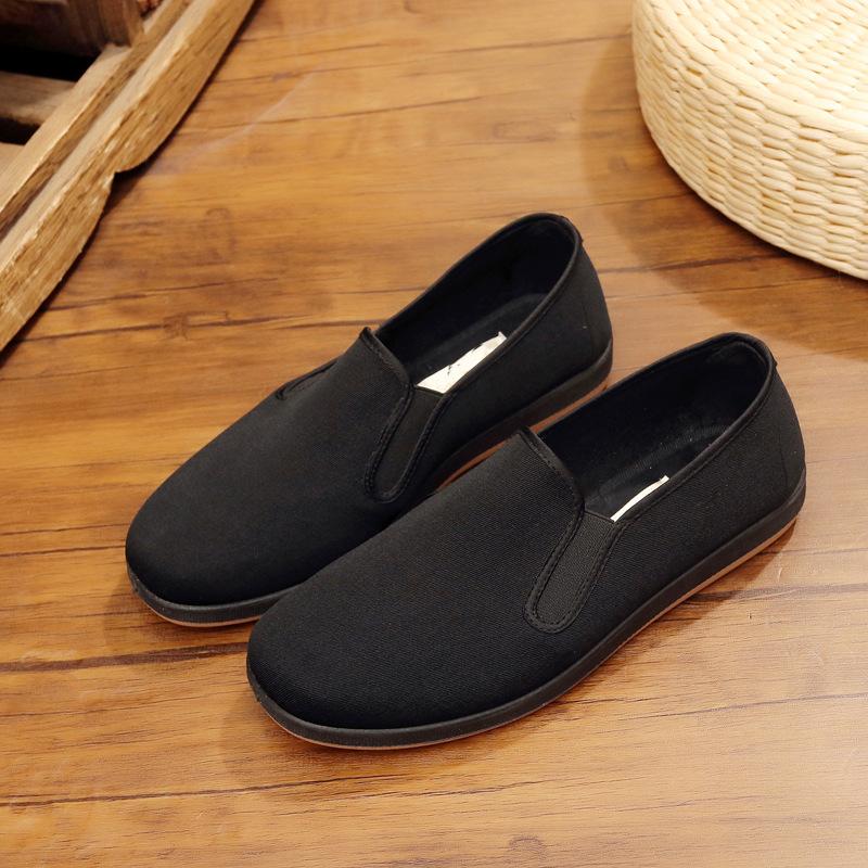 

Тканевая обувь удобная, обувь для мужчин среднего и пожилого возраста имеет мягкую подошву, нескользящие черные рабочие туфли, эластичный верх и одна педаль, ленивая обувь. 45 чёрный